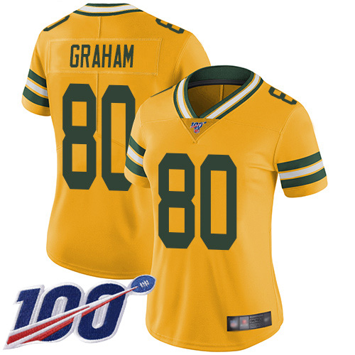 Nike Packers #80 Jimmy Graham Yellow Women's Stitched NFL Limited Rush 100th Season Jersey Nike Packers #80 Jimmy Graham Yellow Women's Stitched NFL Limited Rush 100th Season Jersey