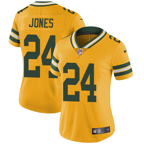 Nike Packers #24 Josh Jones Yellow Women's Stitched NFL Limited Rush Jersey Nike Packers #24 Josh Jones Yellow Women's Stitched NFL Limited Rush Jersey
