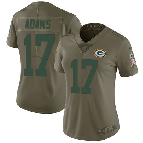 Nike Packers #17 Davante Adams Olive Women's Stitched NFL Limited 2017 Salute to Service Jersey Nike Packers #17 Davante Adams Olive Women's Stitched NFL Limited 2017 Salute to Service Jersey