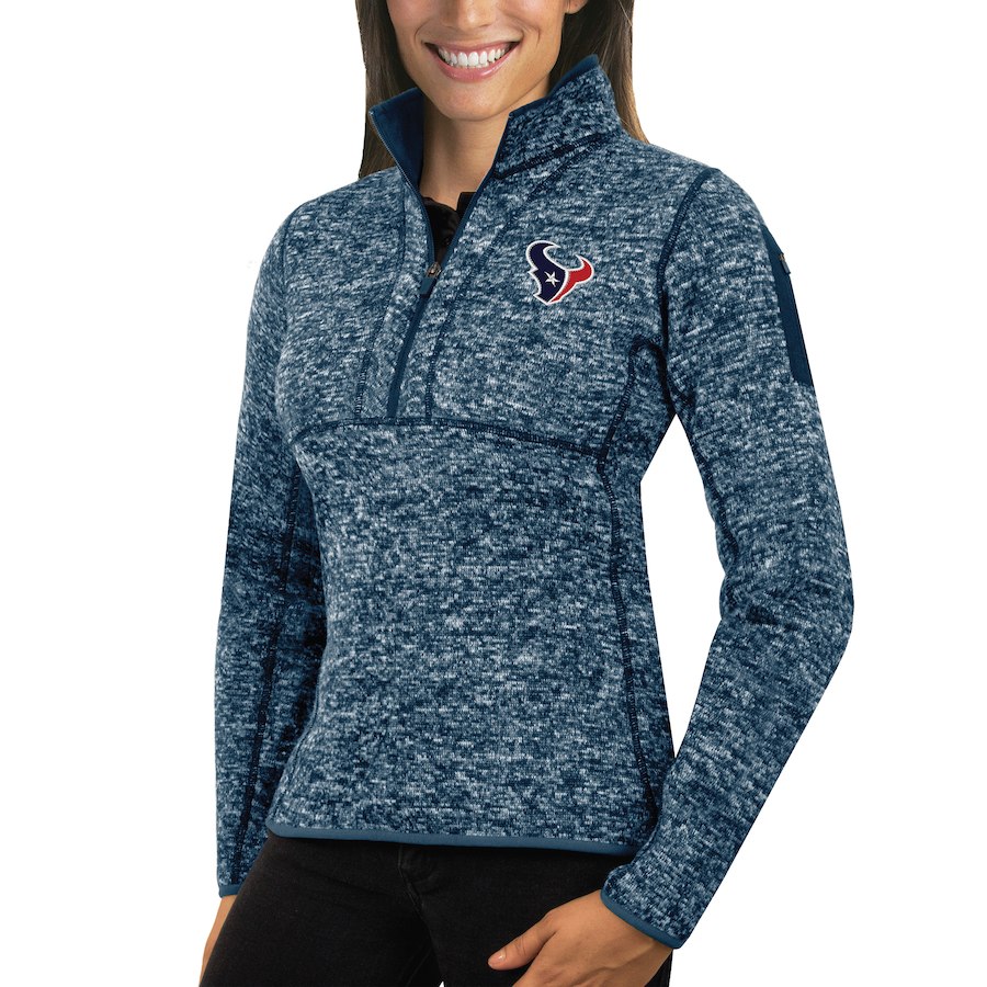 Houston Texans Antigua Women's Fortune Half-Zip Sweater Heather Navy Houston Texans Antigua Women's Fortune Half-Zip Sweater Heather Navy