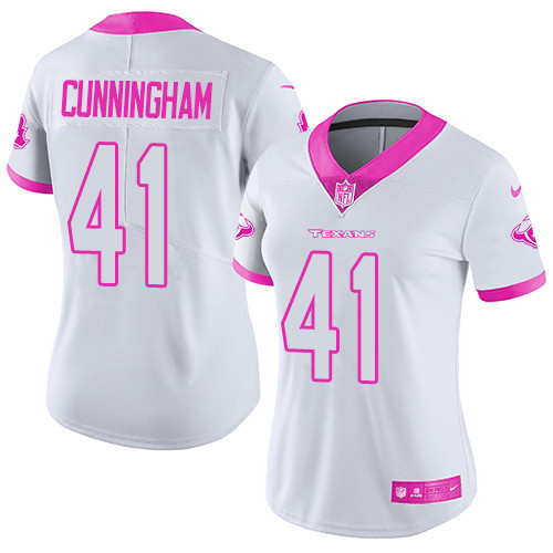 Nike Texans #41 Zach Cunningham White/Pink Women's Stitched NFL Limited Rush Fashion Jersey Nike Texans #41 Zach Cunningham White/Pink Women's Stitched NFL Limited Rush Fashion Jersey