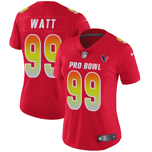 Nike Texans #99 J.J. Watt Red Women's Stitched NFL Limited AFC 2019 Pro Bowl Jersey Nike Texans #99 J.J. Watt Red Women's Stitched NFL Limited AFC 2019 Pro Bowl Jersey