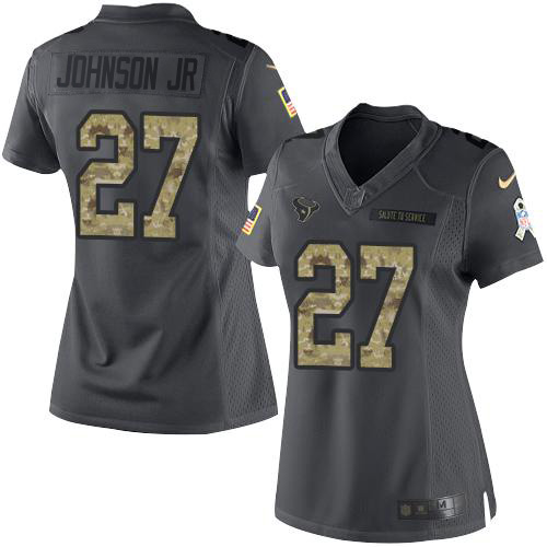 Nike Texans #27 Duke Johnson Jr Black Women's Stitched NFL Limited 2016 Salute to Service Jersey Nike Texans #27 Duke Johnson Jr Black Women's Stitched NFL Limited 2016 Salute to Service Jersey