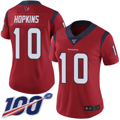 Nike Texans #10 DeAndre Hopkins Red Alternate Women's Stitched NFL 100th Season Vapor Limited Jersey Nike Texans #10 DeAndre Hopkins Red Alternate Women's Stitched NFL 100th Season Vapor Limited Jersey
