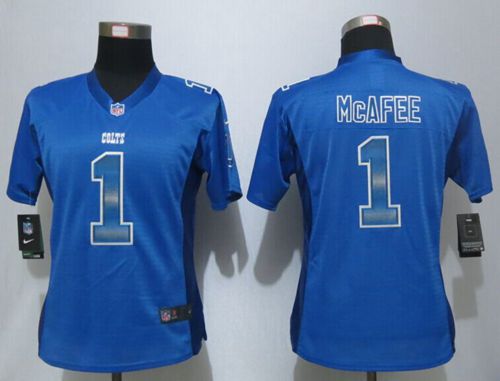 Nike Colts #1 Pat McAfee Royal Blue Team Color Women's Stitched NFL Elite Strobe Jersey Nike Colts #1 Pat McAfee Royal Blue Team Color Women's Stitched NFL Elite Strobe Jersey