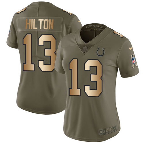 Nike Colts #13 T.Y. Hilton Olive/Gold Women's Stitched NFL Limited 2017 Salute to Service Jersey Nike Colts #13 T.Y. Hilton Olive/Gold Women's Stitched NFL Limited 2017 Salute to Service Jersey