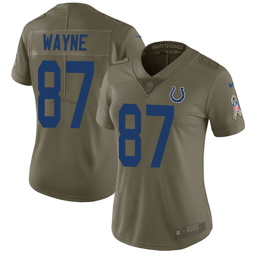 Nike Colts #87 Reggie Wayne Olive Women's Stitched NFL Limited 2017 Salute to Service Jersey Nike Colts #87 Reggie Wayne Olive Women's Stitched NFL Limited 2017 Salute to Service Jersey