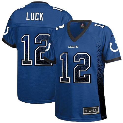 Nike Colts #12 Andrew Luck Royal Blue Team Color Women's Stitched NFL Elite Drift Fashion Jersey Nike Colts #12 Andrew Luck Royal Blue Team Color Women's Stitched NFL Elite Drift Fashion Jersey