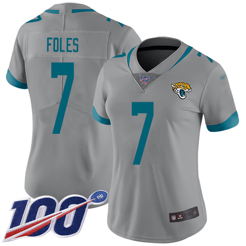 Nike Jaguars #7 Nick Foles Silver Women's Stitched NFL Limited Inverted Legend 100th Season Jersey Nike Jaguars #7 Nick Foles Silver Women's Stitched NFL Limited Inverted Legend 100th Season Jersey