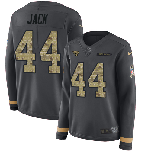 Nike Jaguars #44 Myles Jack Anthracite Salute to Service Women's Stitched NFL Limited Therma Long Sleeve Jersey Nike Jaguars #44 Myles Jack Anthracite Salute to Service Women's Stitched NFL Limited Therma Long Sleeve Jersey