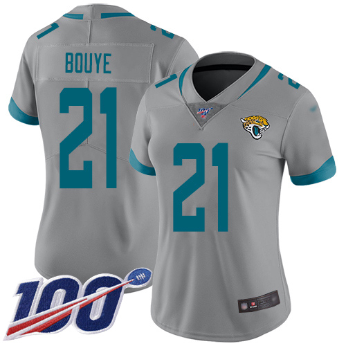 Nike Jaguars #21 A.J. Bouye Silver Women's Stitched NFL Limited Inverted Legend 100th Season Jersey Nike Jaguars #21 A.J. Bouye Silver Women's Stitched NFL Limited Inverted Legend 100th Season Jersey