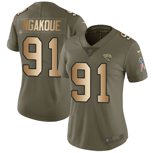 Nike Jaguars #91 Yannick Ngakoue Olive/Gold Women's Stitched NFL Limited 2017 Salute to Service Jersey Nike Jaguars #91 Yannick Ngakoue Olive/Gold Women's Stitched NFL Limited 2017 Salute to Service Jersey