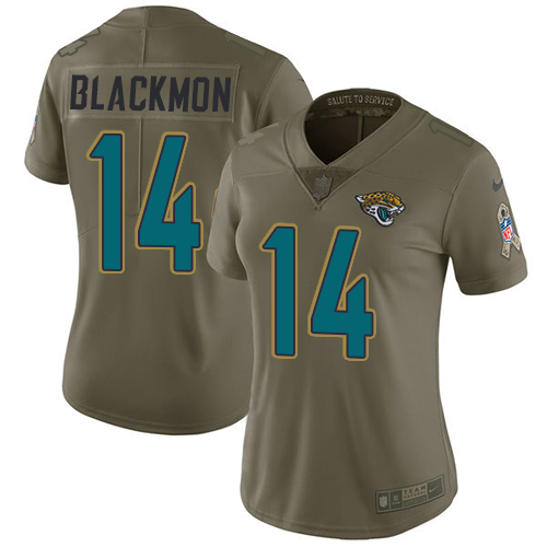 Nike Jaguars #14 Justin Blackmon Olive Women's Stitched NFL Limited 2017 Salute to Service Jersey Nike Jaguars #14 Justin Blackmon Olive Women's Stitched NFL Limited 2017 Salute to Service Jersey