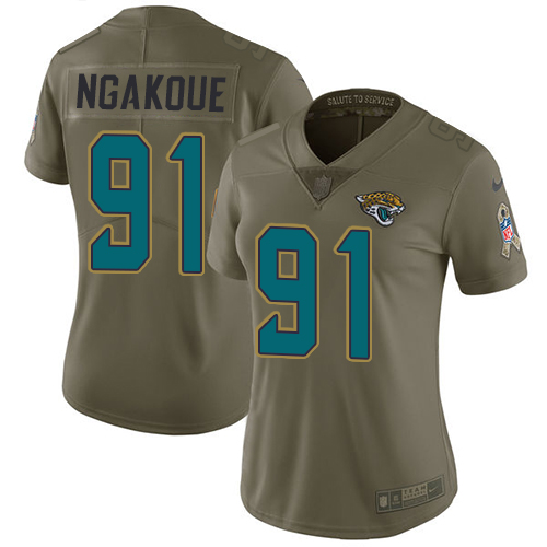 Nike Jaguars #91 Yannick Ngakoue Olive Women's Stitched NFL Limited 2017 Salute to Service Jersey Nike Jaguars #91 Yannick Ngakoue Olive Women's Stitched NFL Limited 2017 Salute to Service Jersey