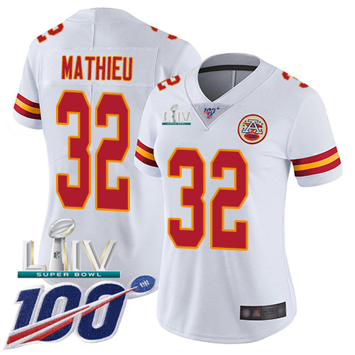 Nike Chiefs #32 Tyrann Mathieu White Super Bowl LIV 2020 Women's Stitched NFL 100th Season Vapor Untouchable Limited Jersey Nike Chiefs #32 Tyrann Mathieu White Super Bowl LIV 2020 Women's Stitched NFL 100th Season Vapor Untouchable Limited Jersey