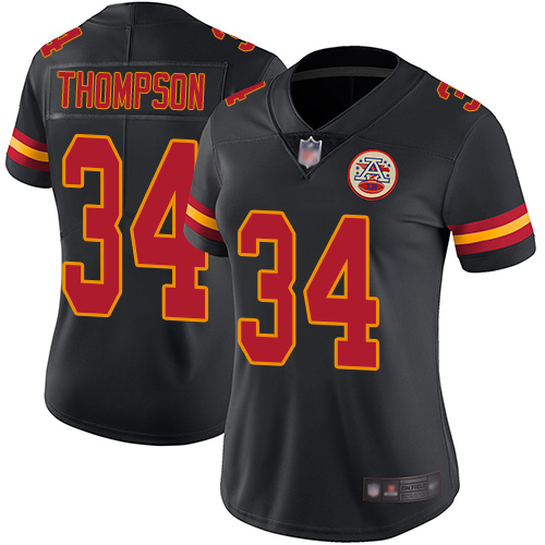 Nike Chiefs #34 Darwin Thompson Black Women's Stitched NFL Limited Rush Jersey Nike Chiefs #34 Darwin Thompson Black Women's Stitched NFL Limited Rush Jersey