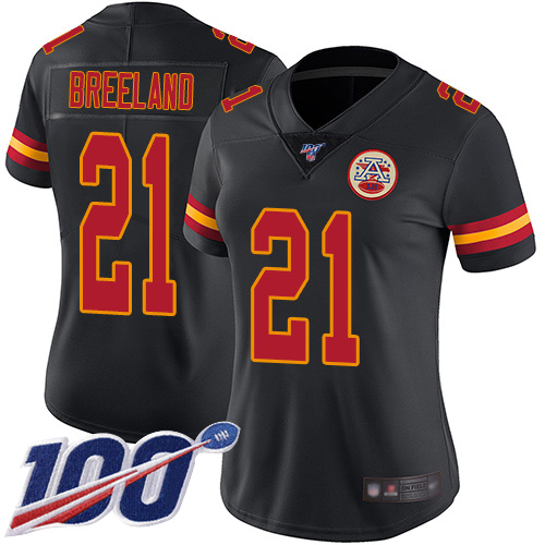Nike Chiefs #21 Bashaud Breeland Black Women's Stitched NFL Limited Rush 100th Season Jersey Nike Chiefs #21 Bashaud Breeland Black Women's Stitched NFL Limited Rush 100th Season Jersey