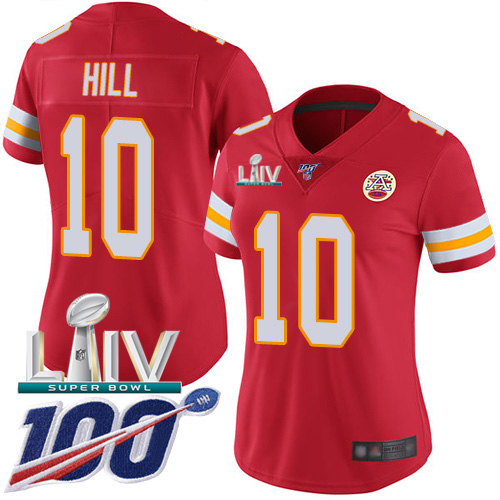 Nike Chiefs #10 Tyreek Hill Red Super Bowl LIV 2020 Team Color Women's Stitched NFL 100th Season Vapor Untouchable Limited Jersey Nike Chiefs #10 Tyreek Hill Red Super Bowl LIV 2020 Team Color Women's Stitched NFL 100th Season Vapor Untouchable Limited Jersey