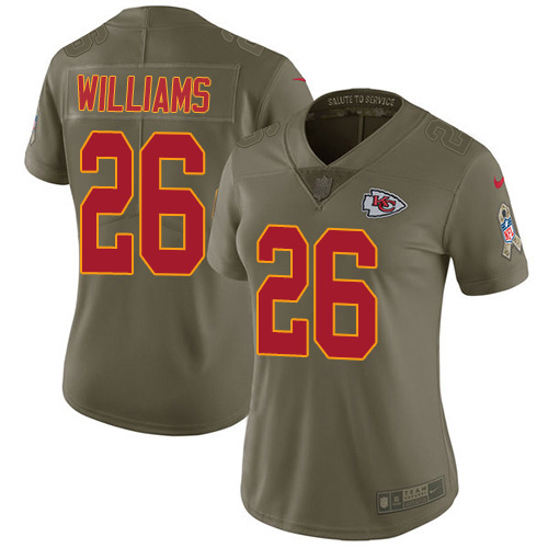 Nike Chiefs #26 Damien Williams Olive Women's Stitched NFL Limited 2017 Salute To Service Jersey Nike Chiefs #26 Damien Williams Olive Women's Stitched NFL Limited 2017 Salute To Service Jersey
