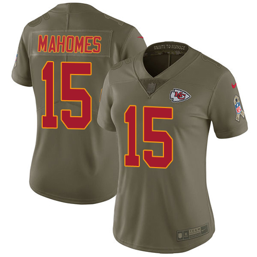 Nike Chiefs #15 Patrick Mahomes Olive Women's Stitched NFL Limited 2017 Salute to Service Jersey Nike Chiefs #15 Patrick Mahomes Olive Women's Stitched NFL Limited 2017 Salute to Service Jersey