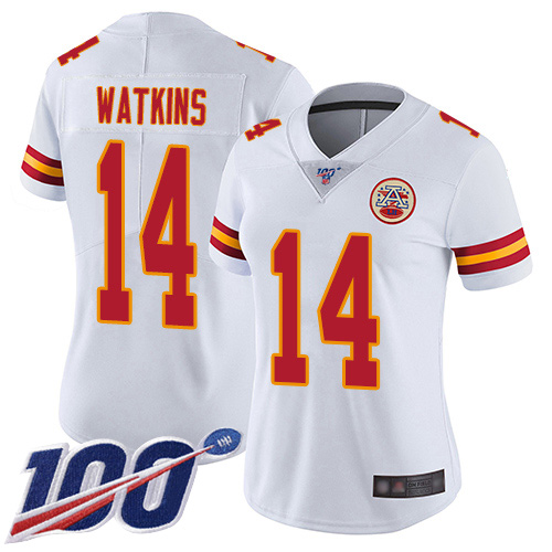 Nike Chiefs #14 Sammy Watkins White Women's Stitched NFL 100th Season Vapor Limited Jersey Nike Chiefs #14 Sammy Watkins White Women's Stitched NFL 100th Season Vapor Limited Jersey
