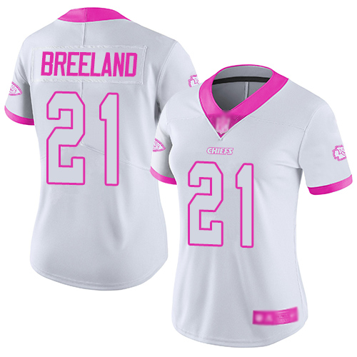 Nike Chiefs #21 Bashaud Breeland White/Pink Women's Stitched NFL Limited Rush Fashion Jersey Nike Chiefs #21 Bashaud Breeland White/Pink Women's Stitched NFL Limited Rush Fashion Jersey