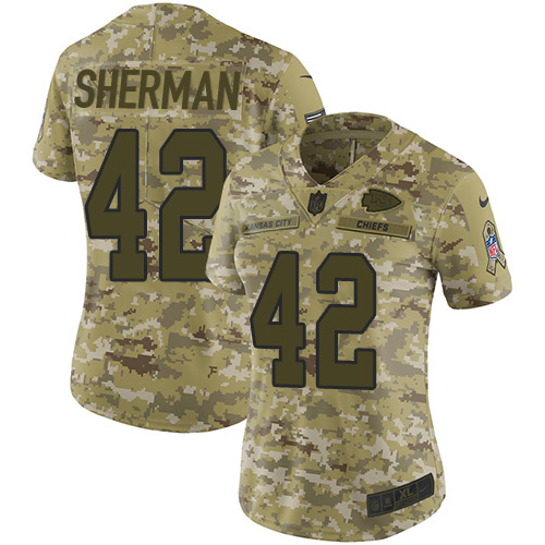 Nike Chiefs #42 Anthony Sherman Camo Women's Stitched NFL Limited 2018 Salute to Service Jersey Nike Chiefs #42 Anthony Sherman Camo Women's Stitched NFL Limited 2018 Salute to Service Jersey