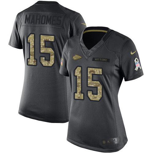 Nike Chiefs #15 Patrick Mahomes Black Women's Stitched NFL Limited 2016 Salute to Service Jersey Nike Chiefs #15 Patrick Mahomes Black Women's Stitched NFL Limited 2016 Salute to Service Jersey