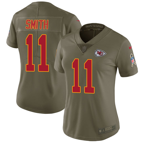 Nike Chiefs #11 Alex Smith Olive Women's Stitched NFL Limited 2017 Salute to Service Jersey Nike Chiefs #11 Alex Smith Olive Women's Stitched NFL Limited 2017 Salute to Service Jersey