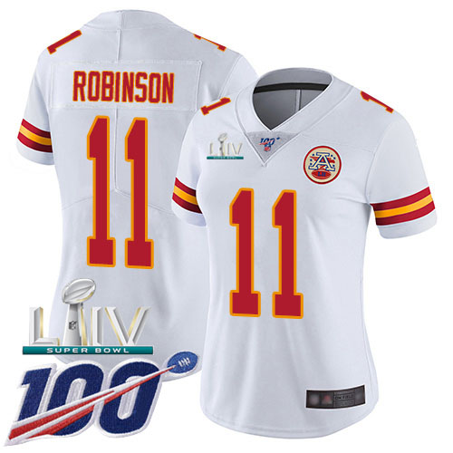 Nike Chiefs #11 Demarcus Robinson White Super Bowl LIV 2020 Women's Stitched NFL 100th Season Vapor Untouchable Limited Jersey Nike Chiefs #11 Demarcus Robinson White Super Bowl LIV 2020 Women's Stitched NFL 100th Season Vapor Untouchable Limited Jersey