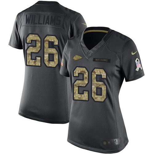 Nike Chiefs #26 Damien Williams Black Women's Stitched NFL Limited 2016 Salute to Service Jersey Nike Chiefs #26 Damien Williams Black Women's Stitched NFL Limited 2016 Salute to Service Jersey