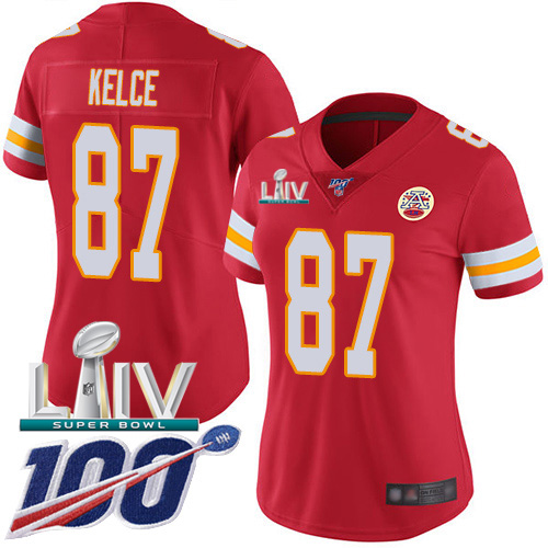 Nike Chiefs #87 Travis Kelce Red Super Bowl LIV 2020 Team Color Women's Stitched NFL 100th Season Vapor Untouchable Limited Jersey Nike Chiefs #87 Travis Kelce Red Super Bowl LIV 2020 Team Color Women's Stitched NFL 100th Season Vapor Untouchable Limited Jersey