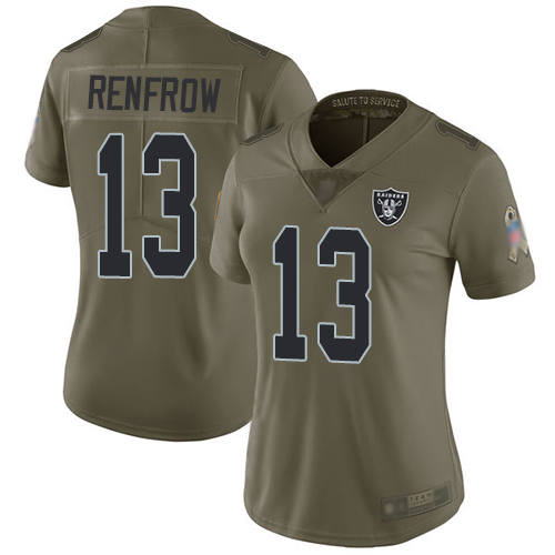 Nike Raiders #13 Hunter Renfrow Olive Women's Stitched NFL Limited 2017 Salute to Service Jersey Nike Raiders #13 Hunter Renfrow Olive Women's Stitched NFL Limited 2017 Salute to Service Jersey