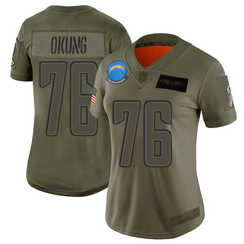 Nike Chargers #76 Russell Okung Camo Women's Stitched NFL Limited 2019 Salute to Service Jersey Nike Chargers #76 Russell Okung Camo Women's Stitched NFL Limited 2019 Salute to Service Jersey