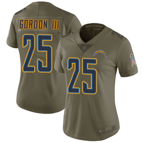 Nike Chargers #25 Melvin Gordon III Olive Women's Stitched NFL Limited 2017 Salute to Service Jersey Nike Chargers #25 Melvin Gordon III Olive Women's Stitched NFL Limited 2017 Salute to Service Jersey