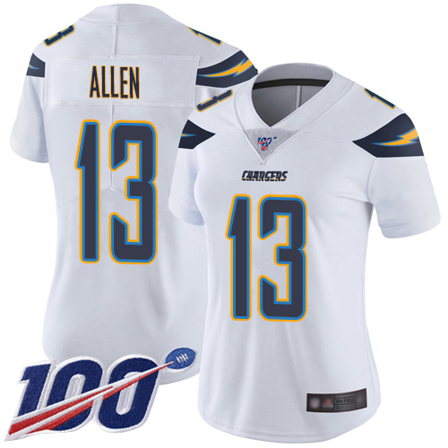 Nike Chargers #13 Keenan Allen White Women's Stitched NFL 100th Season Vapor Limited Jersey Nike Chargers #13 Keenan Allen White Women's Stitched NFL 100th Season Vapor Limited Jersey