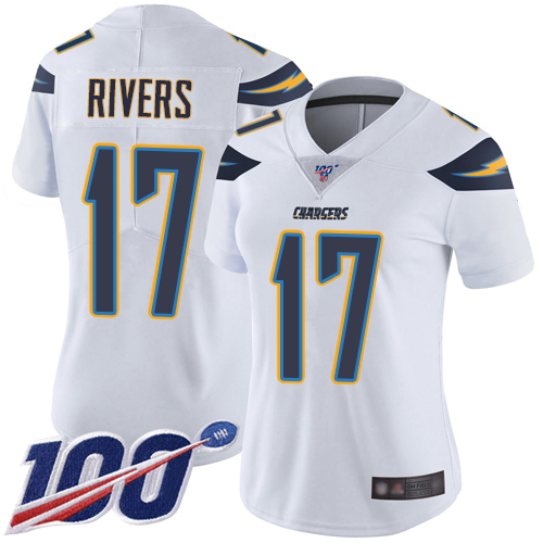 Nike Chargers #17 Philip Rivers White Women's Stitched NFL 100th Season Vapor Limited Jersey Nike Chargers #17 Philip Rivers White Women's Stitched NFL 100th Season Vapor Limited Jersey