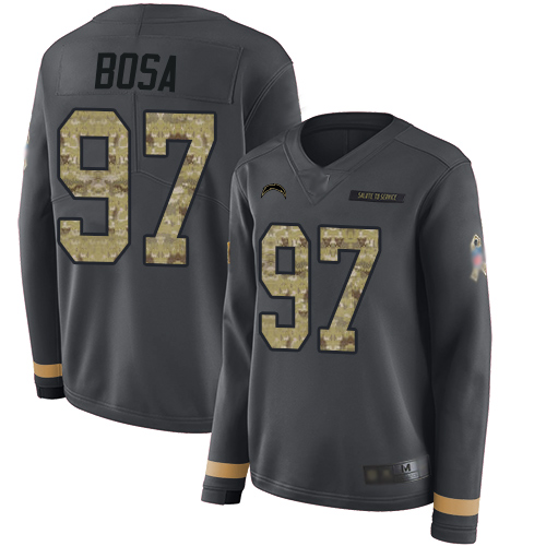 Nike Chargers #97 Joey Bosa Anthracite Salute to Service Women's Stitched NFL Limited Therma Long Sleeve Jersey Nike Chargers #97 Joey Bosa Anthracite Salute to Service Women's Stitched NFL Limited Therma Long Sleeve Jersey