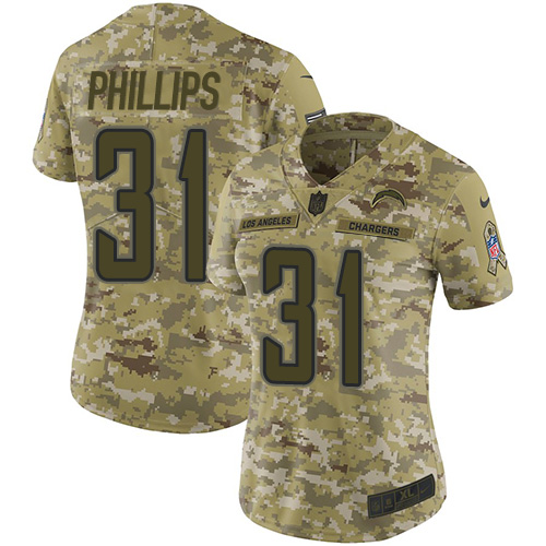 Nike Chargers #31 Adrian Phillips Camo Women's Stitched NFL Limited 2018 Salute to Service Jersey Nike Chargers #31 Adrian Phillips Camo Women's Stitched NFL Limited 2018 Salute to Service Jersey