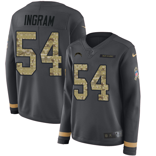 Nike Chargers #54 Melvin Ingram Anthracite Salute to Service Women's Stitched NFL Limited Therma Long Sleeve Jersey Nike Chargers #54 Melvin Ingram Anthracite Salute to Service Women's Stitched NFL Limited Therma Long Sleeve Jersey