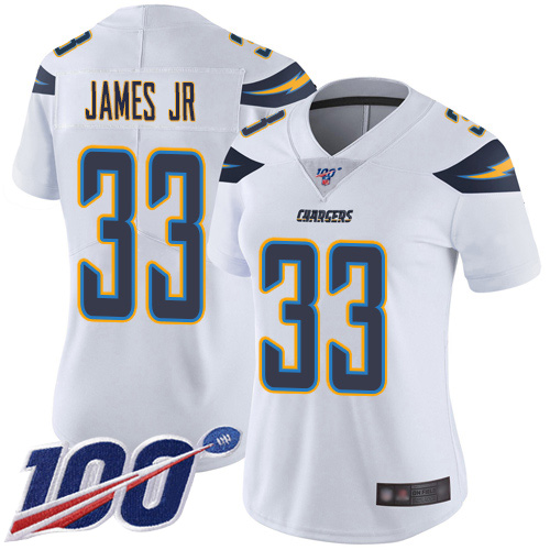 Nike Chargers #33 Derwin James Jr White Women's Stitched NFL 100th Season Vapor Limited Jersey Nike Chargers #33 Derwin James Jr White Women's Stitched NFL 100th Season Vapor Limited Jersey