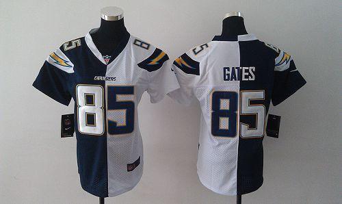 Nike Chargers #85 Antonio Gates Navy Blue/White Women's Stitched NFL Elite Split Jersey Nike Chargers #85 Antonio Gates Navy Blue/White Women's Stitched NFL Elite Split Jersey