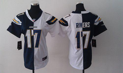 Nike Chargers #17 Philip Rivers Navy Blue/White Women's Stitched NFL Elite Split Jersey Nike Chargers #17 Philip Rivers Navy Blue/White Women's Stitched NFL Elite Split Jersey