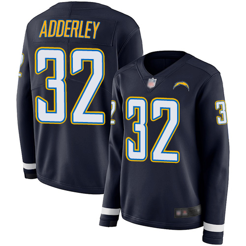 Nike Chargers #32 Nasir Adderley Navy Blue Team Color Women's Stitched NFL Limited Therma Long Sleeve Jersey Nike Chargers #32 Nasir Adderley Navy Blue Team Color Women's Stitched NFL Limited Therma Long Sleeve Jersey