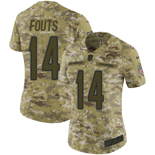 Nike Chargers #14 Dan Fouts Camo Women's Stitched NFL Limited 2018 Salute to Service Jersey Nike Chargers #14 Dan Fouts Camo Women's Stitched NFL Limited 2018 Salute to Service Jersey