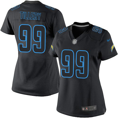 Nike Chargers #99 Jerry Tillery Black Impact Women's Stitched NFL Limited Jersey Nike Chargers #99 Jerry Tillery Black Impact Women's Stitched NFL Limited Jersey