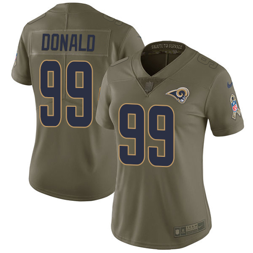 Nike Rams #99 Aaron Donald Olive Women's Stitched NFL Limited 2017 Salute to Service Jersey Nike Rams #99 Aaron Donald Olive Women's Stitched NFL Limited 2017 Salute to Service Jersey
