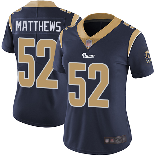 Nike Rams #52 Clay Matthews Navy Blue Team Color Women's Stitched NFL Vapor Untouchable Limited Jersey Nike Rams #52 Clay Matthews Navy Blue Team Color Women's Stitched NFL Vapor Untouchable Limited Jersey