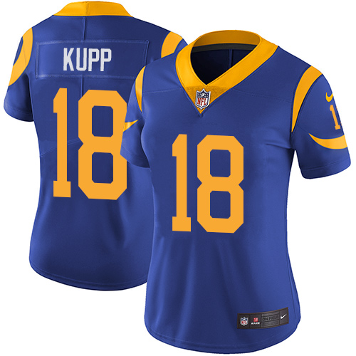 Nike Rams #18 Cooper Kupp Royal Blue Alternate Women's Stitched NFL Vapor Untouchable Limited Jersey Nike Rams #18 Cooper Kupp Royal Blue Alternate Women's Stitched NFL Vapor Untouchable Limited Jersey