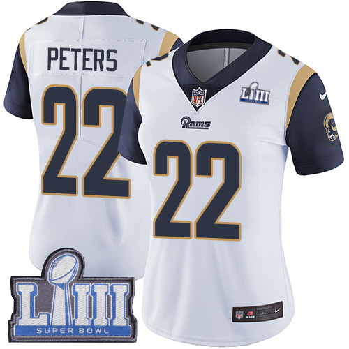 Nike Rams #22 Marcus Peters White Super Bowl LIII Bound Women's Stitched NFL Vapor Untouchable Limited Jersey Nike Rams #22 Marcus Peters White Super Bowl LIII Bound Women's Stitched NFL Vapor Untouchable Limited Jersey